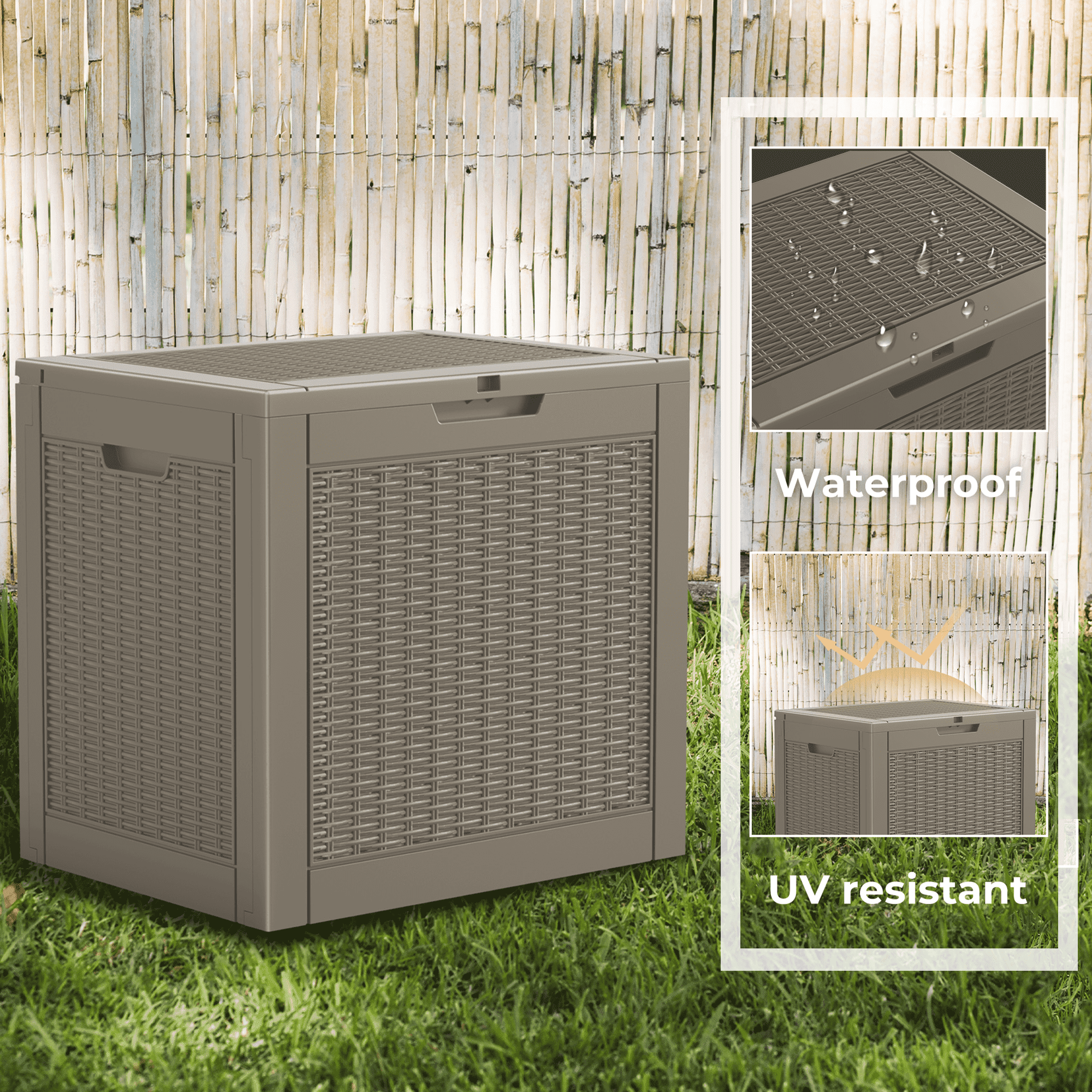 MAYEERTY 30 Gallon Outdoor Deck Box, Large Capacity Storage Box for Patio Furniture Cushions, Pillow Outdoor Indoor, Light Brown