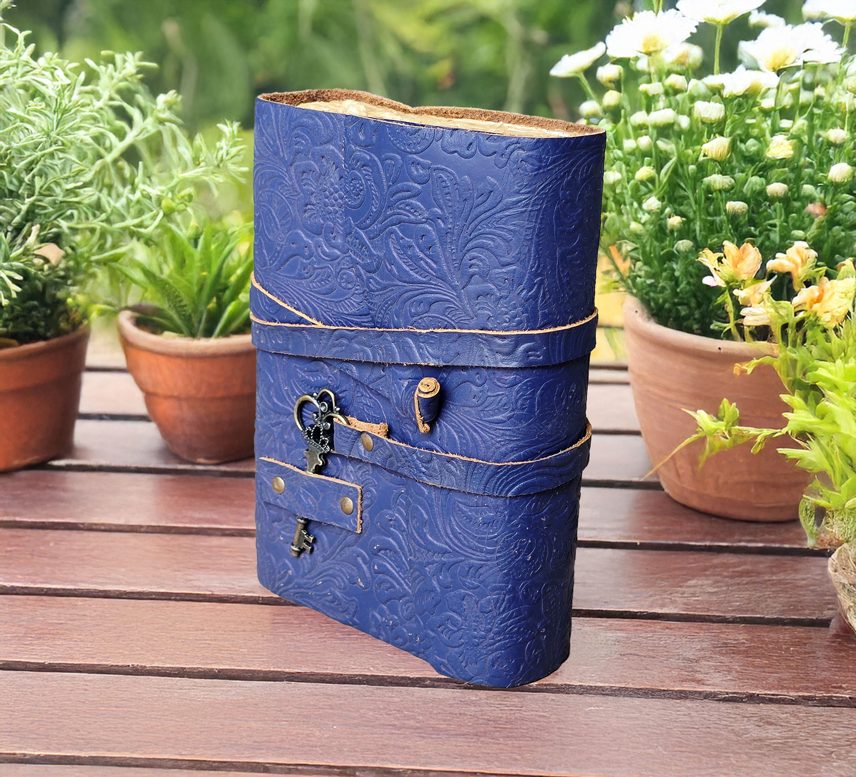 Quirky Craft Embossed Vintage Travel Journal -200 Vintage Deckle Edge Pages - 5 x 7 in, 200 Pages Sketchbook Leather Book of Shadows Leather Grimoire