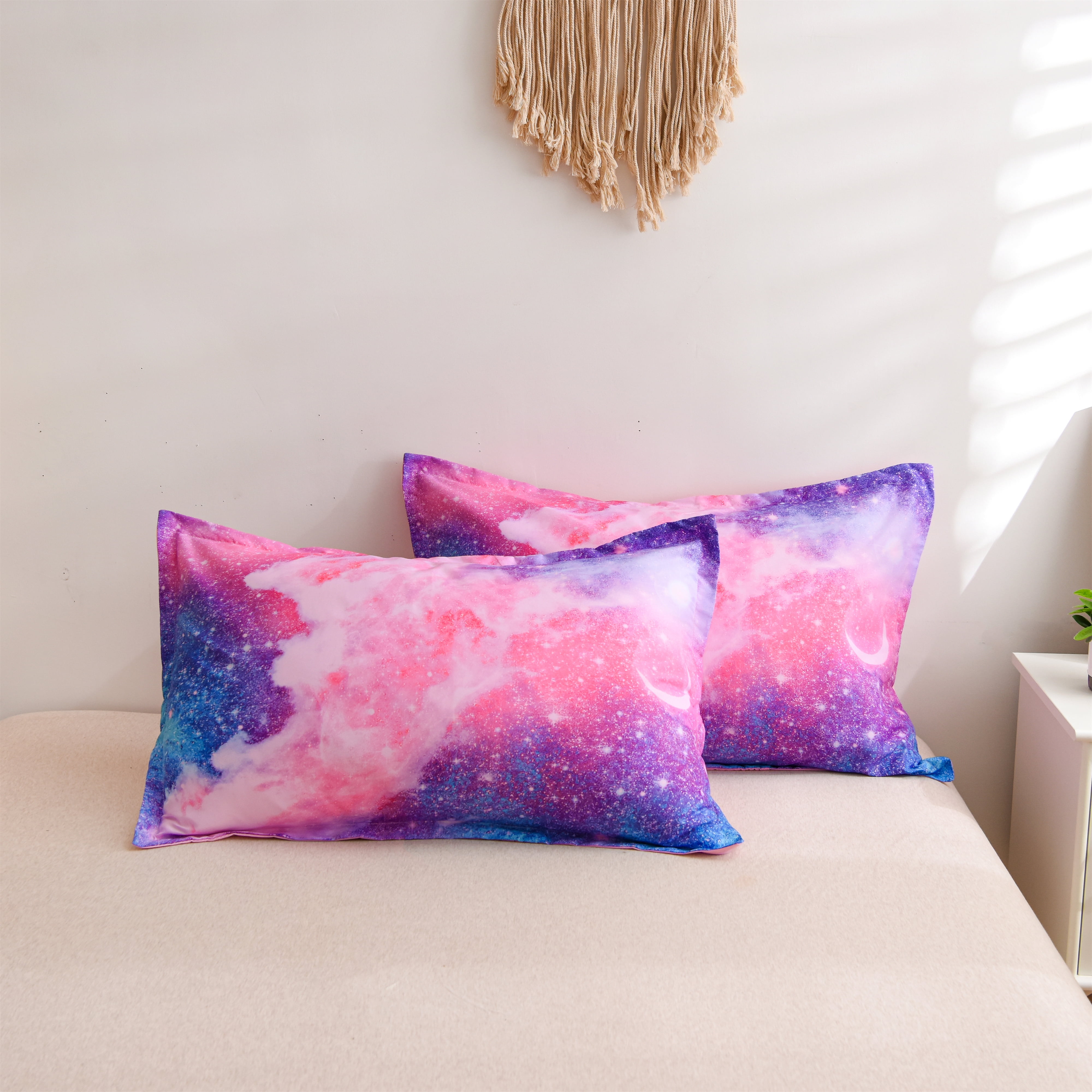 NTBED Galaxy Bedding Sets Outer Space Comforter Space Quilt Set Twin Size Glitter Pink for Children Boy Girl Teen Kids