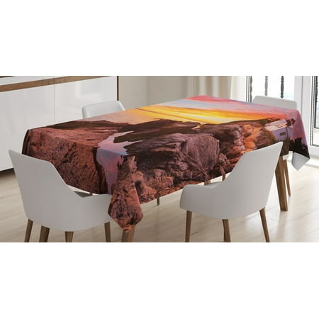 

National Parks Home Decor Tablecloth Lighthouse on the Harbor Sea Shore with Horizon Sky New England Design Rectangular Table Cover for Dining Room Kitchen 60 X 90 Inches Multi by Ambesonne