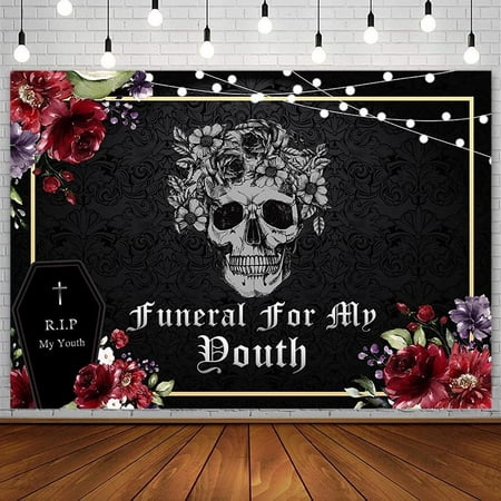 Image of Sendy SENDY 7x5ft Funeral for My Youth Backdrop Death to My Twenties Birthday Party Decorations RIP to My 20s Banner