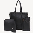 thumbnail image 2 of Mwjwdo Women's Vintage Oil Wax Leather 4-Piece Tote Bag Set, Solid Color Top Handle Satchel Crossbody Handbags for Daily Commute Black, 2 of 6