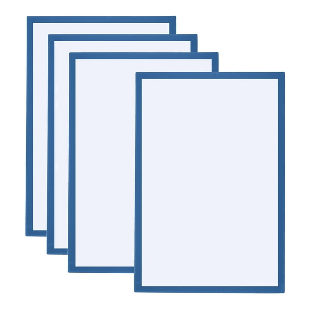 Unique Bargains A3 Magnetic Sign Holder, 4 Pack Magnetic Display Frame Self-Adhesive Picture Frame for Refrigerator, Light Blue