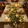 thumbnail image 2 of Guvpev 6FT Artificial Eucalyptus Leaf Garland with 96 Warm White Twinkle LED Lights, Fairy Light Olive Vine Garland, Cozy Home Decor, Faux Greenery Garland for Indoor Outdoor Christmas Decorations, 2 of 7
