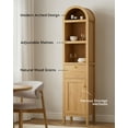 thumbnail image 6 of EYYTHUNG 67" Tall Arched Bathroom Narrow Storage Cabinet, Farmhouse Freestanding Tower Cabinet with Door and Drawer, Space Saving Organizer, Natural Oak, 6 of 6
