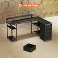 thumbnail image 2 of 61" Reversible L-Shaped Gaming Desk with LED Lights and Power Outlets, Black Computer Desk with 4 Drawers, Adjustable Monitor Stand, and Shelves for Home Office or Bedroom, 2 of 7