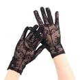 thumbnail image 5 of Slccxzc Rose Cross Lace Short Opera Gloves Full Finger Mesh Gloves for Evening Prom, 5 of 7