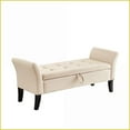 thumbnail image 5 of 51.5" Bed Bench with Storage | Soft Beige Velvet | Solid Wood Legs, 5 of 9