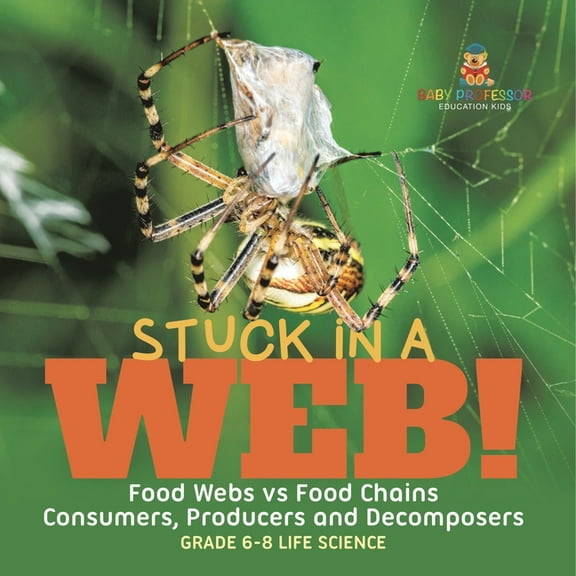 Stuck in a Web! Food Webs vs Food Chains Consumers, Producers and Decomposers Grade 6-8 Life Science, (Paperback)