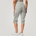 thumbnail image 4 of Scyoekwg Women's Capris Drawstring Elastic Waist Cargo Pants Summer Outdoor Workout Cropped Trousers with Pockets Gray,L, 4 of 7