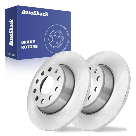 AutoShack Rear Solid Brake Rotors 2-PC Set Replacement for 2005-2010 Volkswagen Jetta 2009-2017 Volkswagen Tiguan 2008-2013 Audi A3 2015 Audi Q3 11.09" (281.8 mm)