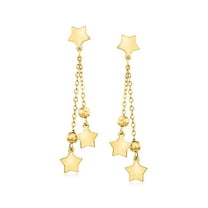 Ross-Simons Italian 14kt Yellow Gold Star and Bead Drop Earrings, Women's, Adult