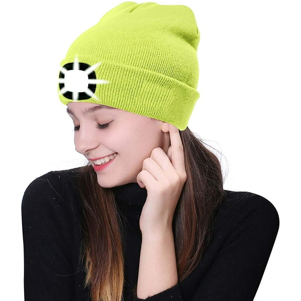 Bonnet led avec lumière pour les enfants, casquette de lampe frontale mains  libres tricotée d'hiver pour la course à pied Chapeau éclairé de nuit pour  garçons filles, noir