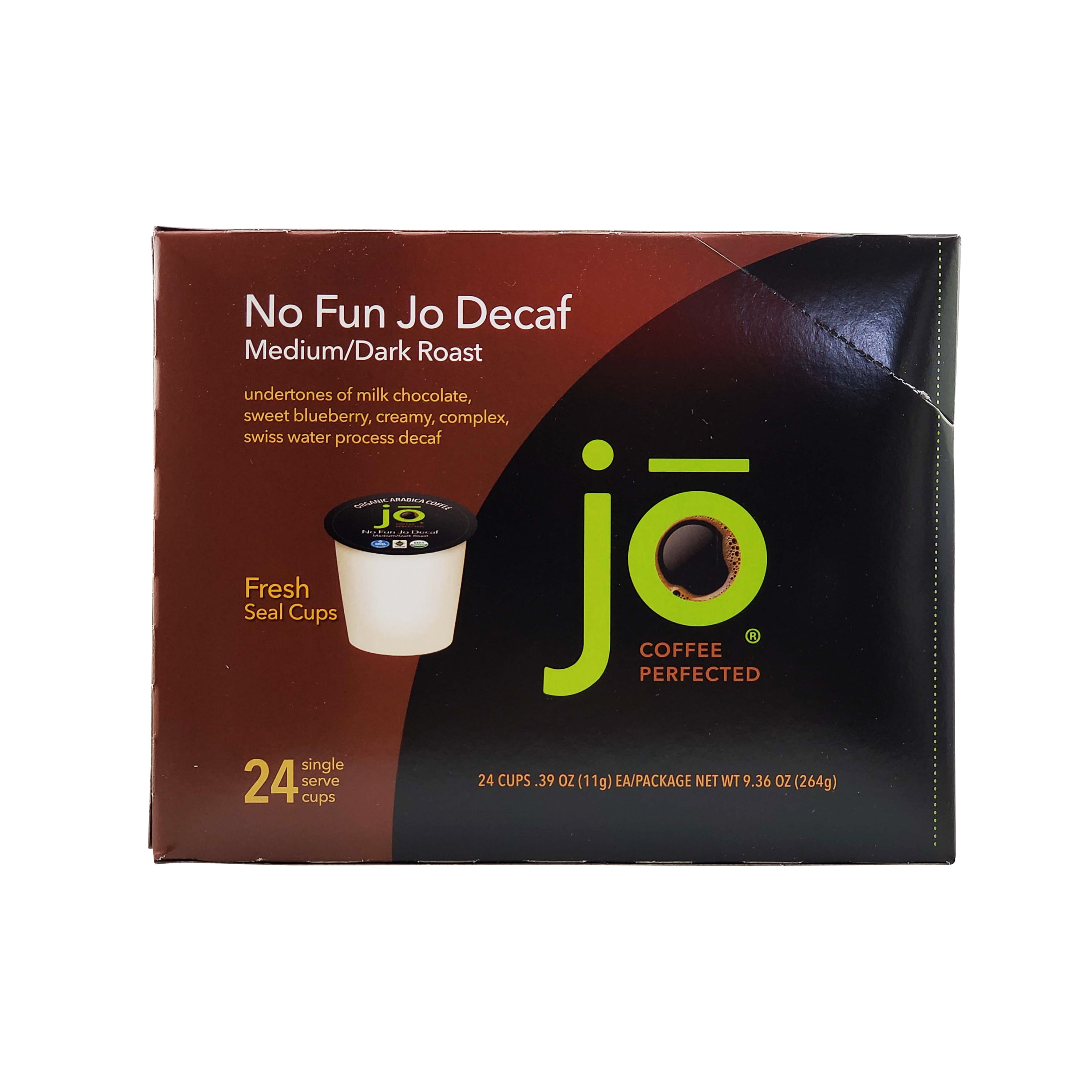 NO FUN JO DECAF Fresh Seal Organic Coffee Pods, EcoFriendly