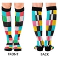 thumbnail image 4 of FORMRS Womens Knee High Socks Casual Long Thick Travel Daily Wear, 1 Pair, Blue Checkered Pattern, 4 of 6