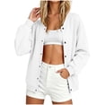 thumbnail image 6 of BRGZLK Button Down Sweatshirt Jacket for Women Casual Trendy Long Sleeve Open Front Cardigan Sweatshirts with Pockets Fall Winter Oversized Outfits 2026 White S, 6 of 9