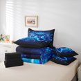 thumbnail image 6 of Manfei Neon Gamepad Twin Bedding Sets 7pcs for Boys, Teens Gamer Bedding Comforter Set, Black Blue Stereoscopic Cubes Sheet Sets, Lightweight Room Decor, 6 of 8