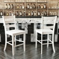 thumbnail image 3 of 2 Piece Counter Stool, Slatted Design Back, White, 3 of 4