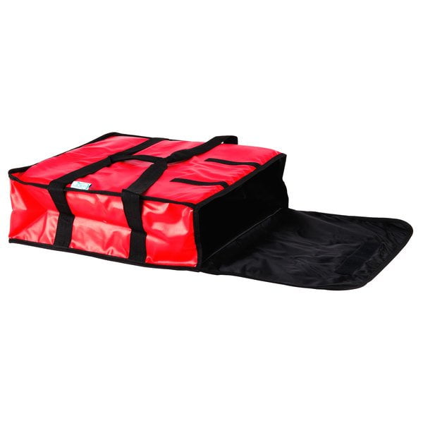 Choice Insulated Pizza Delivery Bag Red Vinyl 18 inch x 18 inch x 5 inch - Holds Up to 2 16 inch or 1 18 inch Pizza Boxes