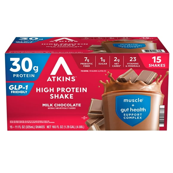 Atkins 30g High Protein Shake, Milk Chocolate, 11 fl. oz., 15 pk.