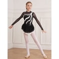 thumbnail image 4 of MSemis Girls Kids Rhinestone Long Sleeve Figure Ice Skating Dress Gymnastic Leotard White 10, 4 of 8