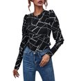 thumbnail image 1 of CEHVOM Women Casual Tight Printing Pullover Long Sleeve Button Round Neck Tees Tops, 1 of 7