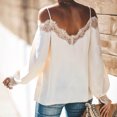 thumbnail image 4 of Spring Tops for Women Womens Tops Plus Size Fashion Camisole Lace Splicing Pure Color Long Sleeve Blouse Tops Womens Clothes under $8, 4 of 8
