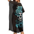 thumbnail image 5 of SCRAWLGOD Skull Rose Print Beach Cover Ups for Women Long Open Front Bathing Suit Cover Up Quick Dry Breathable Swimsuit Coverup for Summer, 5 of 6