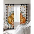 thumbnail image 3 of Orange Pumpkins Fall Blackout Curtains 96 Inches Long, Black Plaid Polka Dot Botanical Thermal Insulated Black Out Curtains, Darkening Window Curtain Drapes for Bedroom Living Room 52"x96" 2 Panels, 3 of 8