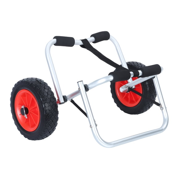 SunRoad Foldable Kayak Cart with Airless Wheels 10-Inch Solid Tires, Portable Adjustable Kayak Transport Dolly Trailer, All-Terrain Collapsible Kayak Paddleboard Carrier Trolley