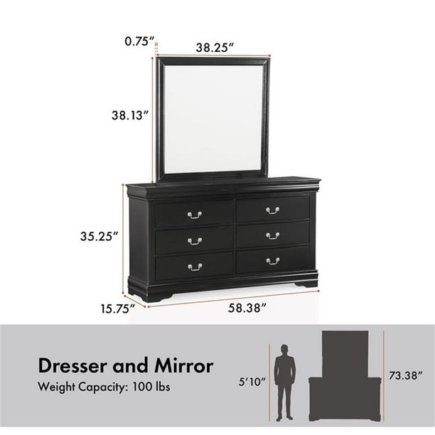 black 6 drawer dresser with mirror Caraway 6-drawer Dresser with Mirror Black main image 1