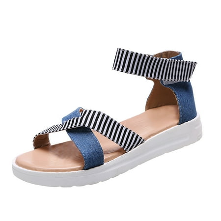 

Mackneog Casual Print Cross Suede Leopard Shoes Strap Ladies Flat Sandals Women s Sandals Gift on Clearance