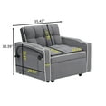 thumbnail image 2 of Umbreco 3 in 1 Sleeper Sofa Bed with USB Port,Velvet Convertible Single Sofa Bed with Adjustable Back and Storage,Pull Out Couch with Ashtray and Swivel Phone Stand,Gray, 2 of 8
