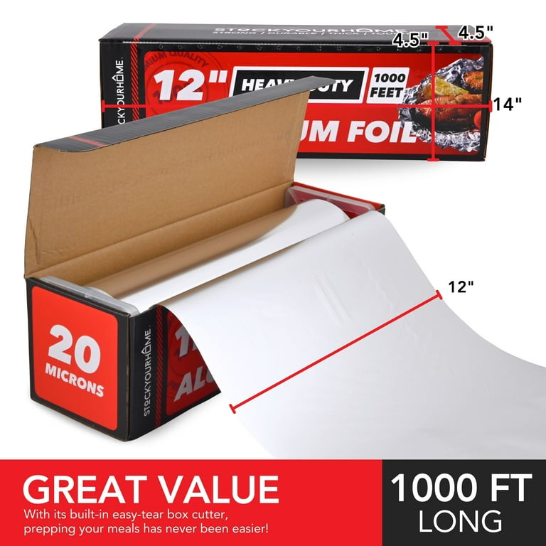 Free Shipping! Stock Your Home Heavy Duty Aluminum Foil Roll, 1000