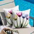 thumbnail image 5 of Tulip Flower Throw Pillow Cover Color Floral Transparent Vintage Cotton Linen Cushion Cover Throw Pillow Case with Invisible Zipper for Couch Sofa Bed Chair Car 20x20 Inch, 5 of 14