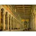 thumbnail image 2 of Pannini, Giovanni Paolo 24x19 Black Ornate Wood Framed with Double Matting Museum Art Print Titled - Interior of the Church of San Paolo Fuori Le Mura,, 2 of 4