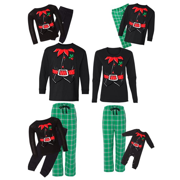 Awkward Styles Family Christmas Pajamas Set Green Cute Elf Matching Sleepwear
