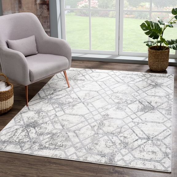 United Weavers Amir Amrita Modern Geometric Accent Rug, Grey, 1'10" x 3'