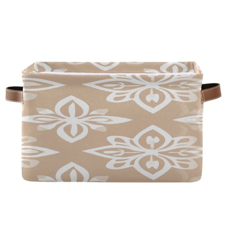 Geometric Floral Pattern Foldable Storage Basket Canvas Fabric Foldable Storage Bins with Handles Open Home Storage Bins Boxes for Toy Book Shelf Closet Baskets