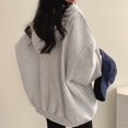 thumbnail image 4 of Xudanell Oversized Hoodie Womens Fall Sweater Ribbed Hem Knitwear Pullover Sweater Winter Woman Clothing Fashion Grey M, 4 of 6