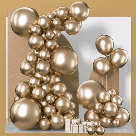 En Oferta Metallic Gold Balloons 152Pcs Different Sizes Of 18 12 10 5 Inch Chrome Gold Balloon Arch Kit Garland For Birthday Graduation Baby Shower Wedding Bachelorette Party Decorations Gold-G127