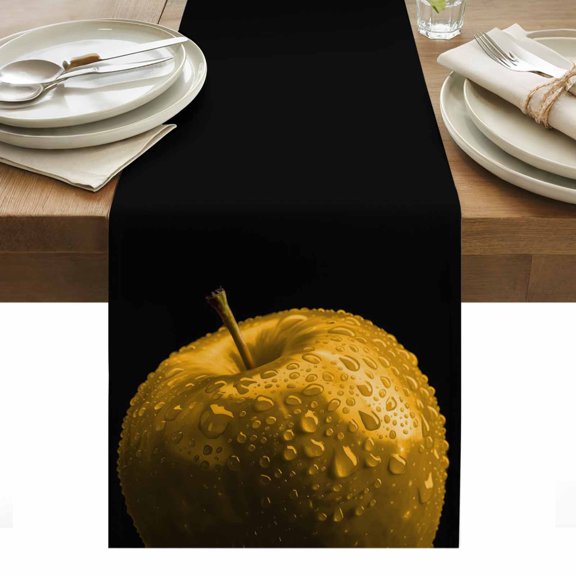 Yellow Fruit Table Runner - 70 Inch Long, Kitchen Dining Table Runner Dresser Scarves, Modern Minimalist Decor Black Background Farmhouse Decor for Coffee Tables Wedding Party Banquet