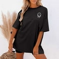 thumbnail image 4 of Homenesgenics Womens Tops under $5 Women's Fashion Summer Round Neck Drop Sleeves Leisure Short Sleeve Printing Tops, 4 of 7
