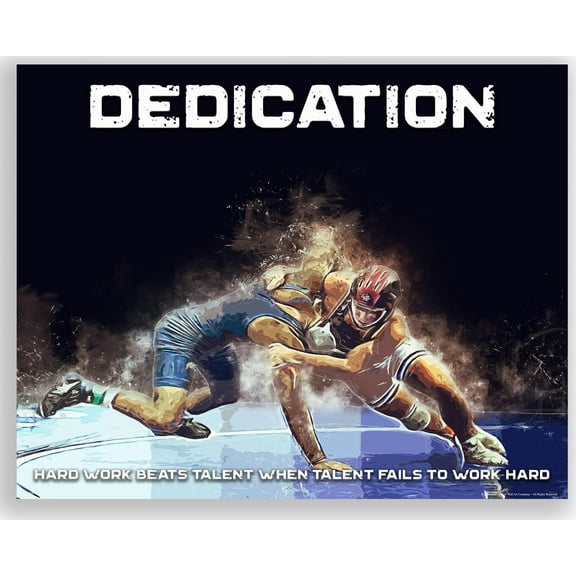 Dedication Wrestling Inspiration College High School Gift Motivational Quotes Posters Poster Printing Print for Home Office Decor