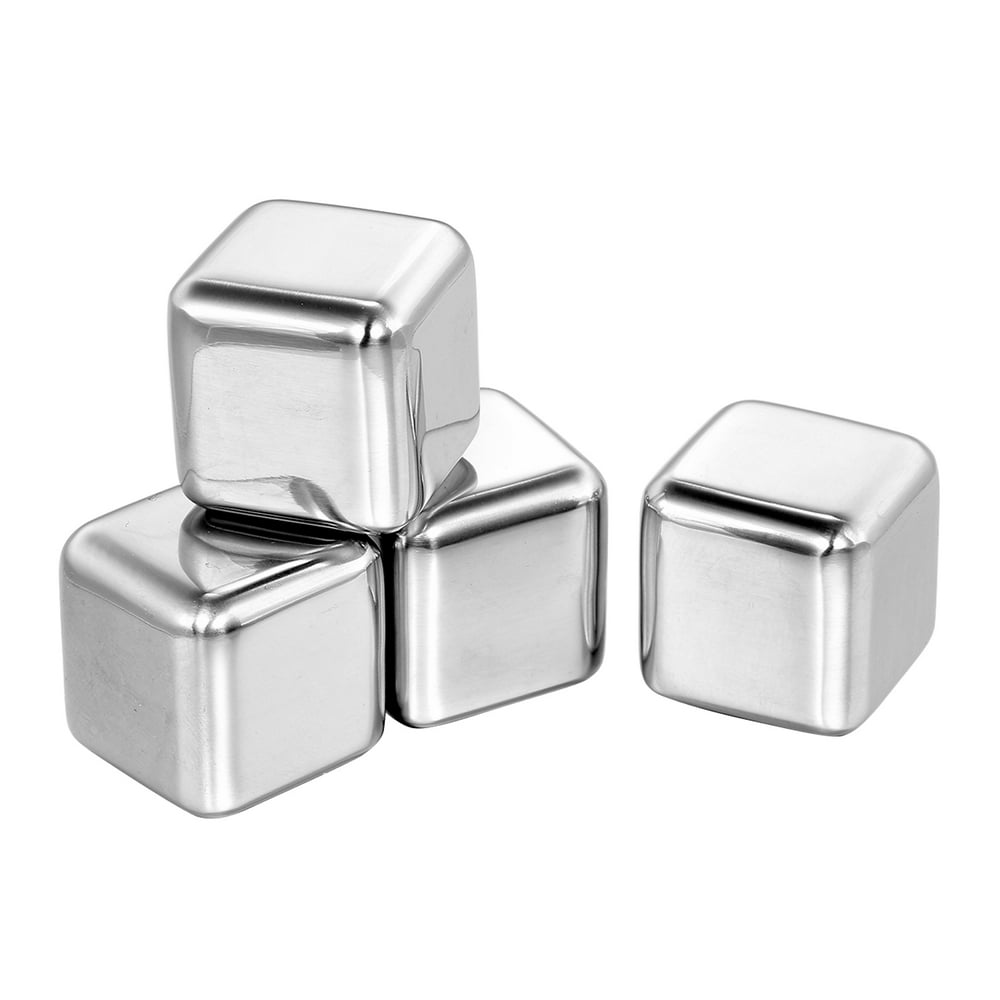 304 Stainless Steel Ice Cube Set of 4 Reusable Chilling Stones with ...