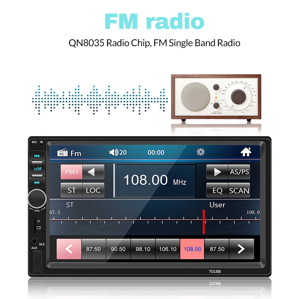DFITO 7inch Double Din Car Stereo, Bluetooth Car Radio, MP5 Player, HD Touch Screen, FM Receiver