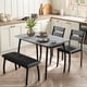 thumbnail image 5 of Estilo moderno y funcional - Conjunto de comedor 4 personas - Mesa rectangular de madera biselada con patas metálicas - Banco tapizado y 2 sillas clásicas - Ideal para espacios pequeños - Color gris, 5 of 8