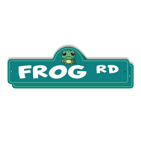 Frog (2 Pack) Plastic Street Sign - 6 Inch X 18 Inch Gift Animal Amphibian Pond Nature Wildlife Cute Jump Decor Green Kids Playful Fun