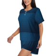 thumbnail image 2 of Kdxio Dark Blue Print Pajamas Sets for Women Short-Sleeved Pjs with Lounge Shorts Two Piece Sleepwear S-4XL, 2 of 5