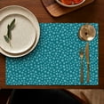 thumbnail image 4 of Teal Christmas Snowflake Pattern Summer Placemats Table Placemats Set Of 6-Linen Kitchen Washable Placemats Table Mats 11.8"x17.7" Non-Slip Heat Resistant, 4 of 5